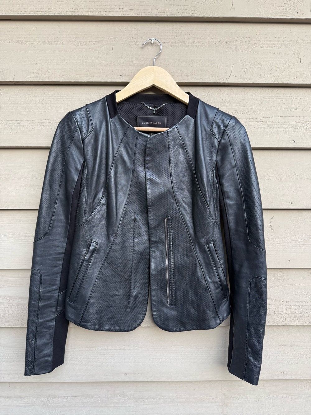 BCBG Max Azria Black Leather jacket SIZE MEDIUM